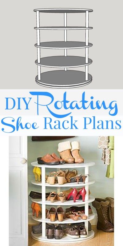 DIY rotating shoe rack - free plans on Remodelaholic.com #organization #DIY