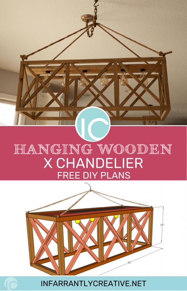 Hanging Wooden X Chandelier
