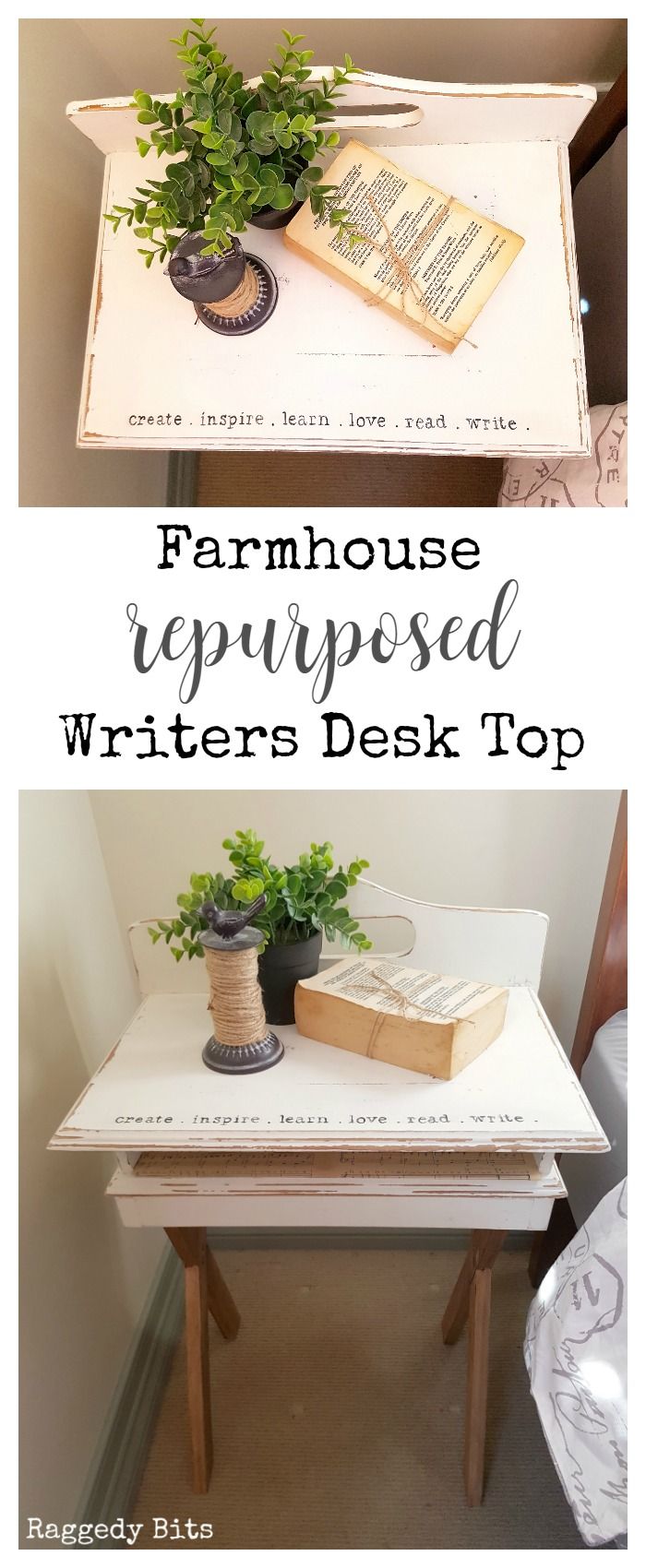 Farmhouse Repurposed Broken Writers Desk Top