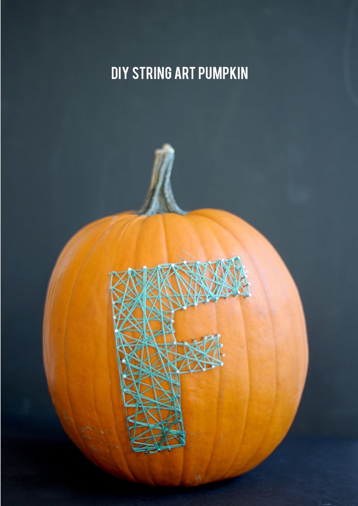Try this simple string art initial pumpkin for halloween