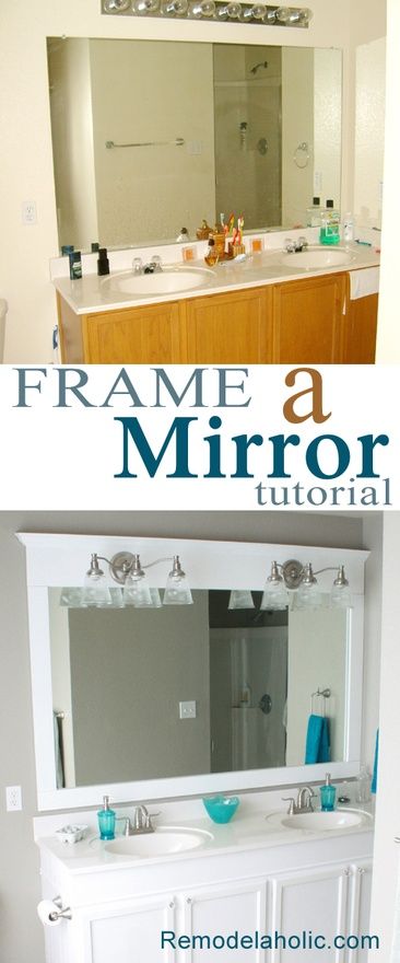 Another framing a large bathroom mirror tutorial. This looks more like our mirro...