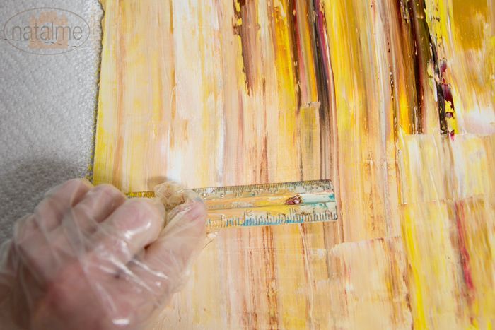DIY Abstract oil painting... Cute and looks easy. Going to try this on a 46x46 c...