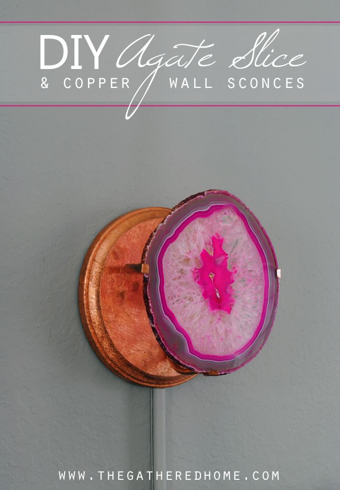 DIY Agate Slice and Copper Wall Sconce | www.thegatheredho... #tutorial #DIY #li...