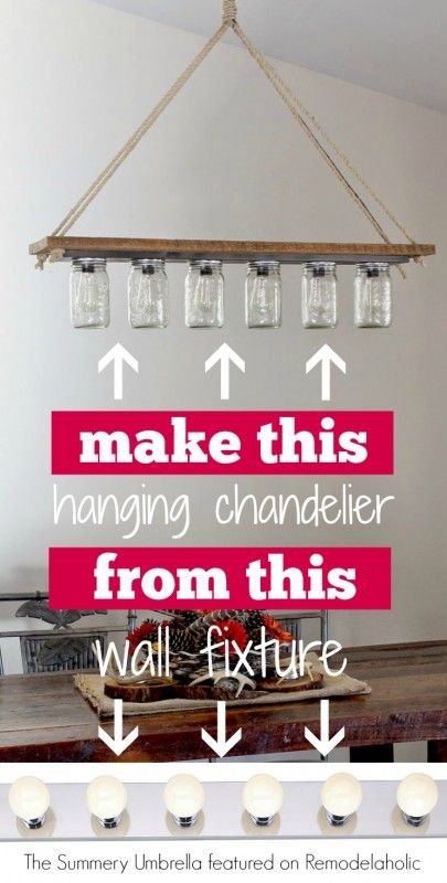 DIY chandelier from Hollywood-style vanity light | The Summery Umbrella on Remod...