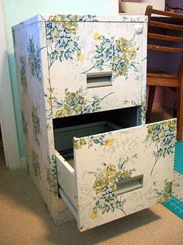 DIY filing cabinet update with fabric and Mod Podge