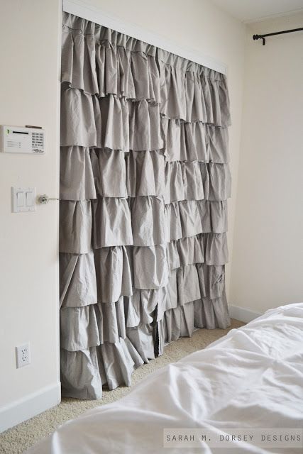 Drapery Panels for Closet Doors. genius... hang from inside!!!!!! I love these f...