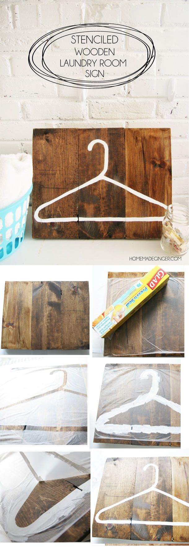 Make a stenciled wooden sign using Glad Press'n Seal! It's so easy and t...