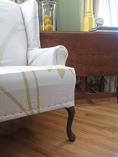NO SEW wing chair slipcover.
