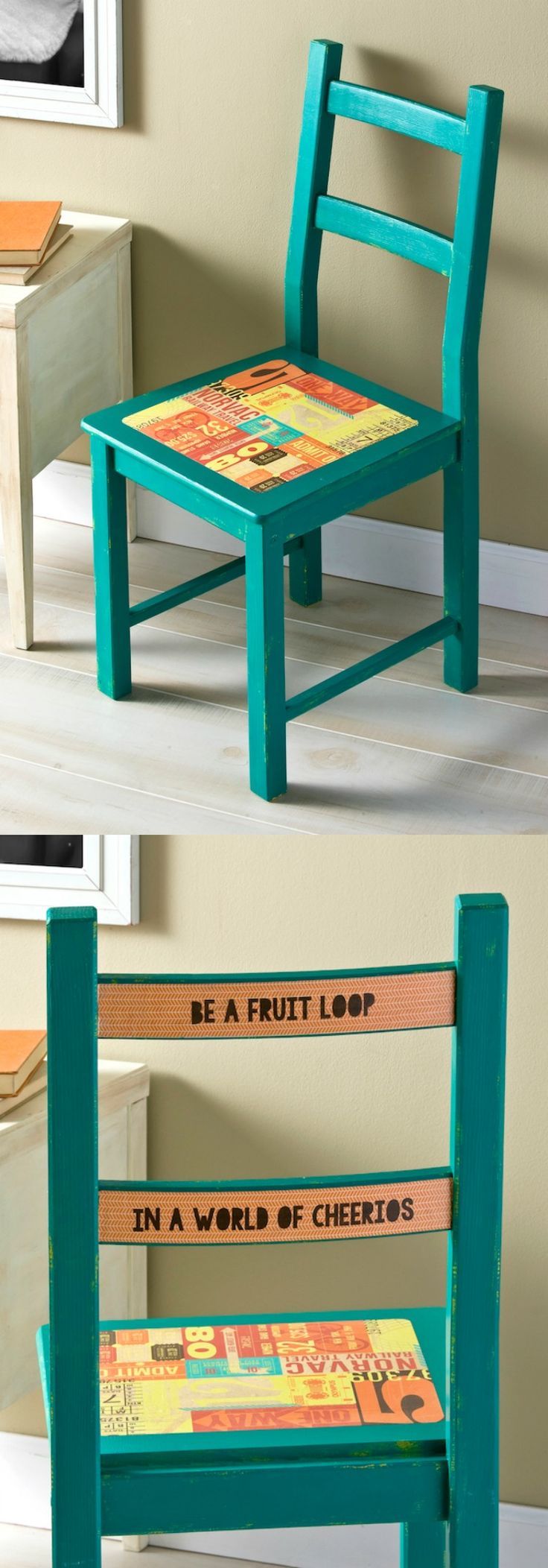 Paint a chair with home décor chalk, then add your favorite quote with your pri...