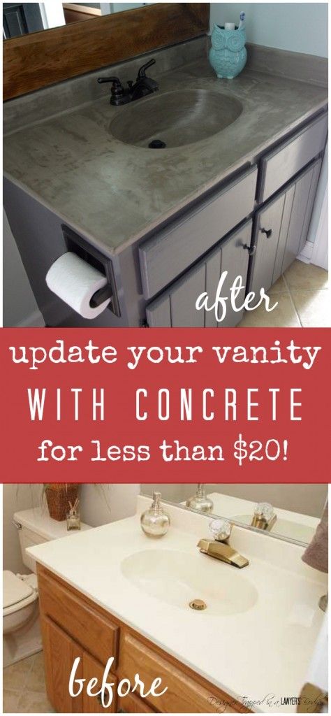 SERIOUSLY AMAZING! DIY vanity update using a concrete overly for under twenty bu...