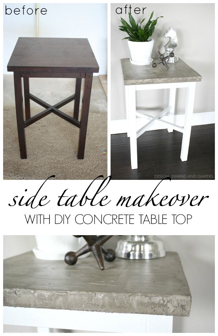 Side Table Makeover with a Concrete Table Top