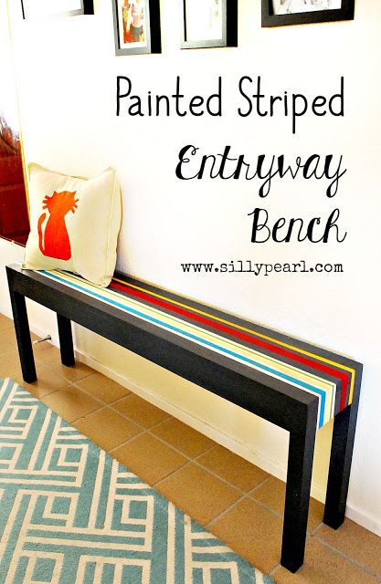 The Silly Pearl {Handmade}: Striped Entryway Bench DecoArt Inc. #chalkyfinish #D...