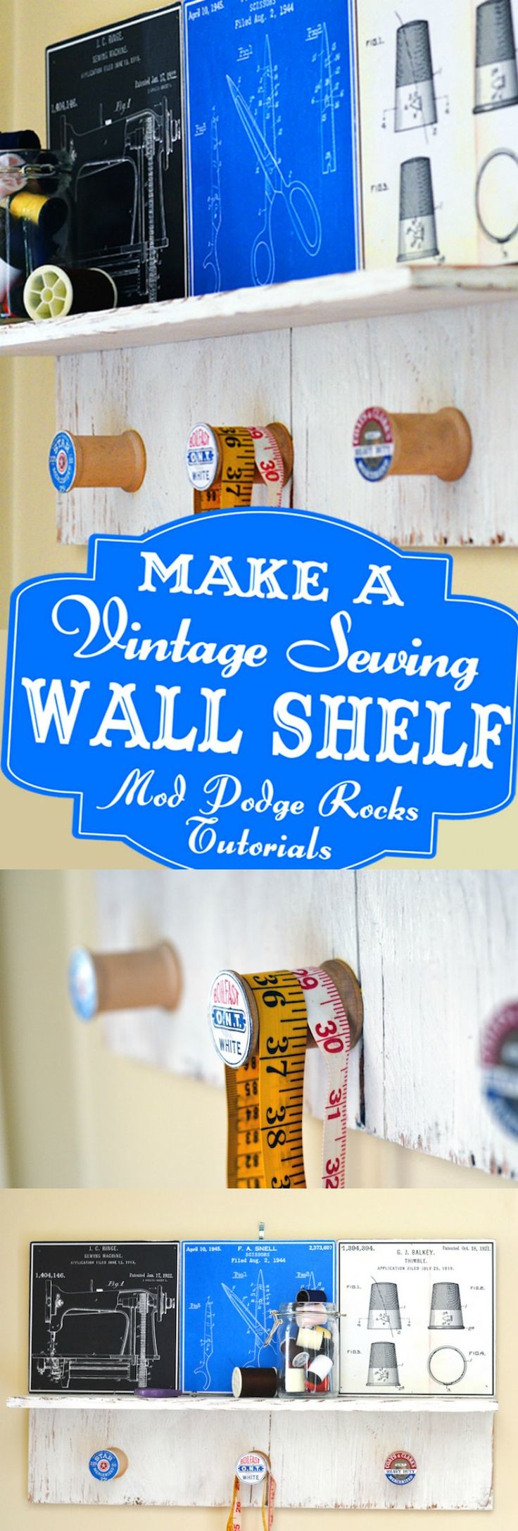Use what you've got! This vintage inspired DIY wall shelf uses wood scraps I...