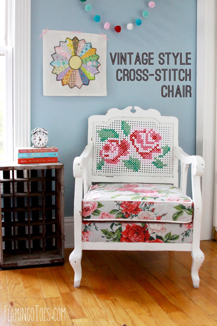 Vintage Style Cross Stitch Chair