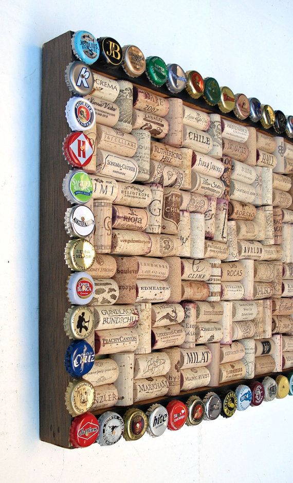 Wine cork  beer cap bulletin board for the wine geek by Lolailo