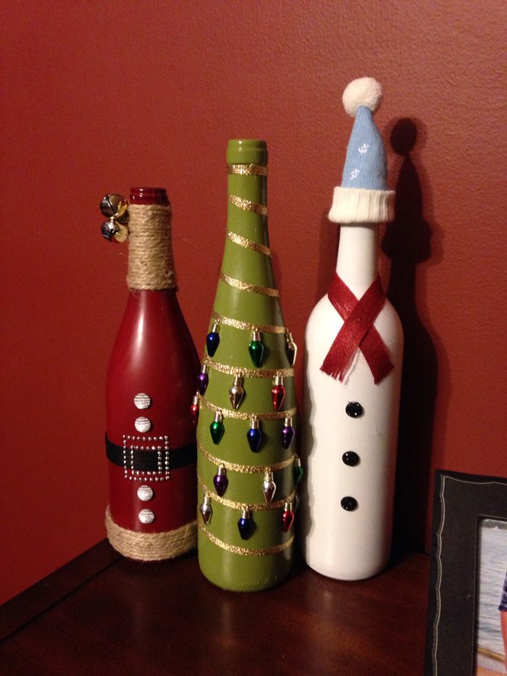 Christmas wine bottle craft