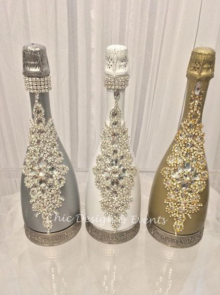 Crystallized Custom Champagne Bottle by chicdesignandevents