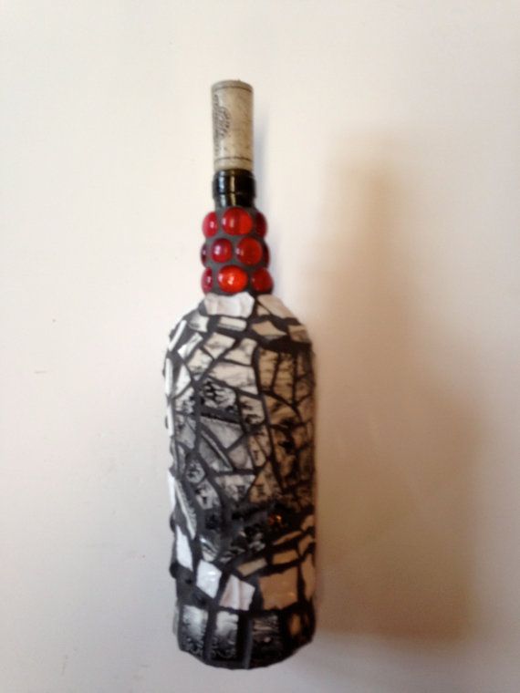 Mosaic Wine Bottle Candle