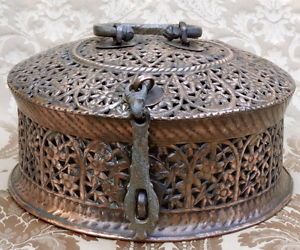 Antique India Paan Daan Betel Leaf Storage Brass Copper Container Box | eBay