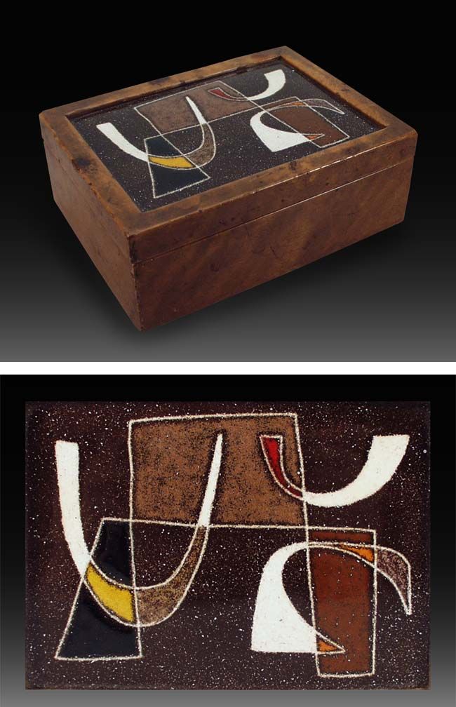 Ellamarie & Jackson Woolley Box #4104, 1950s Enamel on copper, wood 2 x 5 x 3 7/...