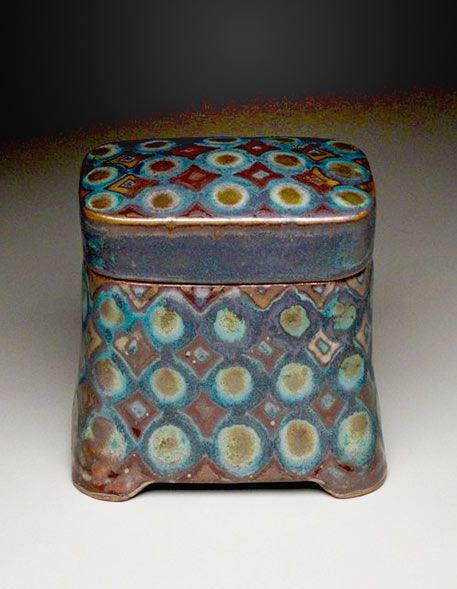 Peter Karner Pottery...a fun play of glazes. I love this idea for glazing.