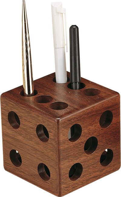 wooden dice pen & pencil holder