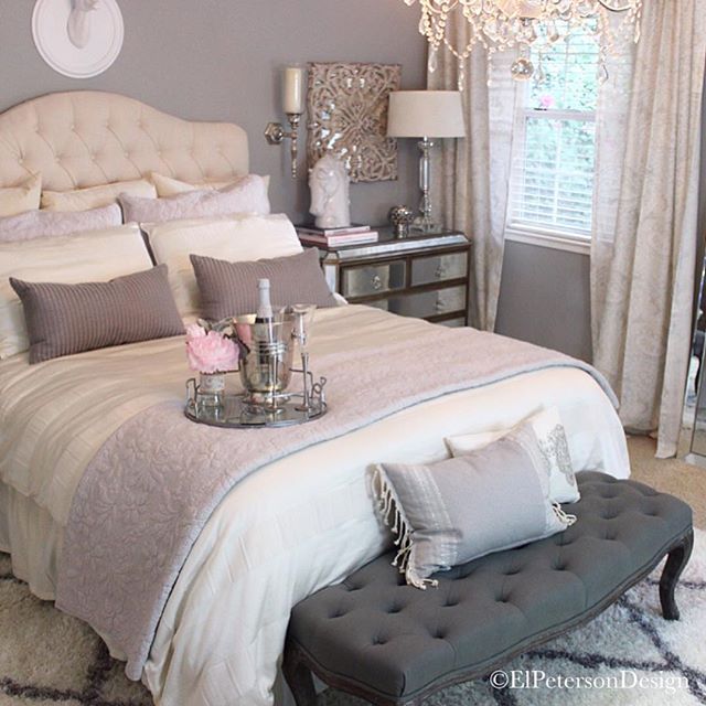 Oh the wonderful little details in this neutral, chic, romantic bedroom