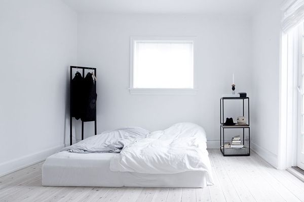 simple black and white bedroom