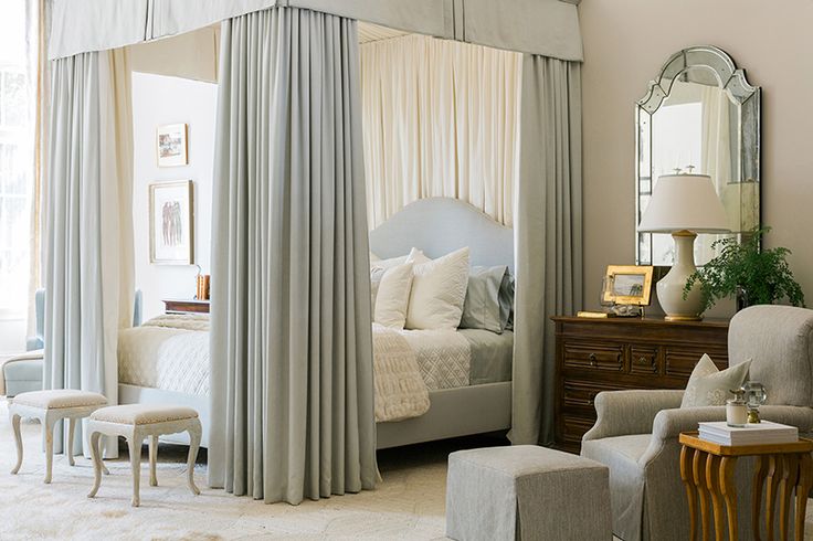 Southeastern Showhouse Gray and White Bedroom