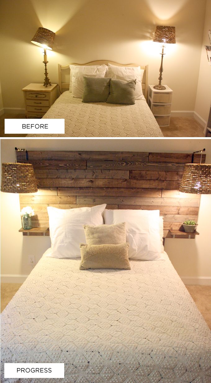 via P U L C H R I T U D E / / F E S T: DIY: Headboard - love the built-in night ...