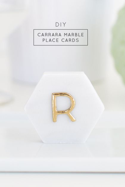 DIY carrara marble place cards - sugar and cloth