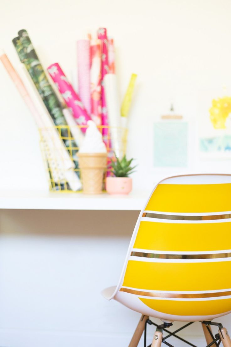 DIY Striped Midcentury Shell Chair