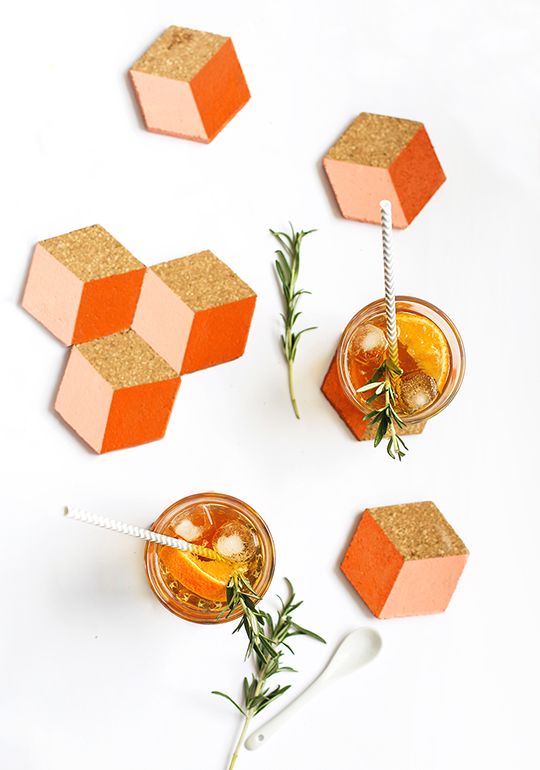 Genius -- DIY geometric coasters that fit together to be trivets, etc.