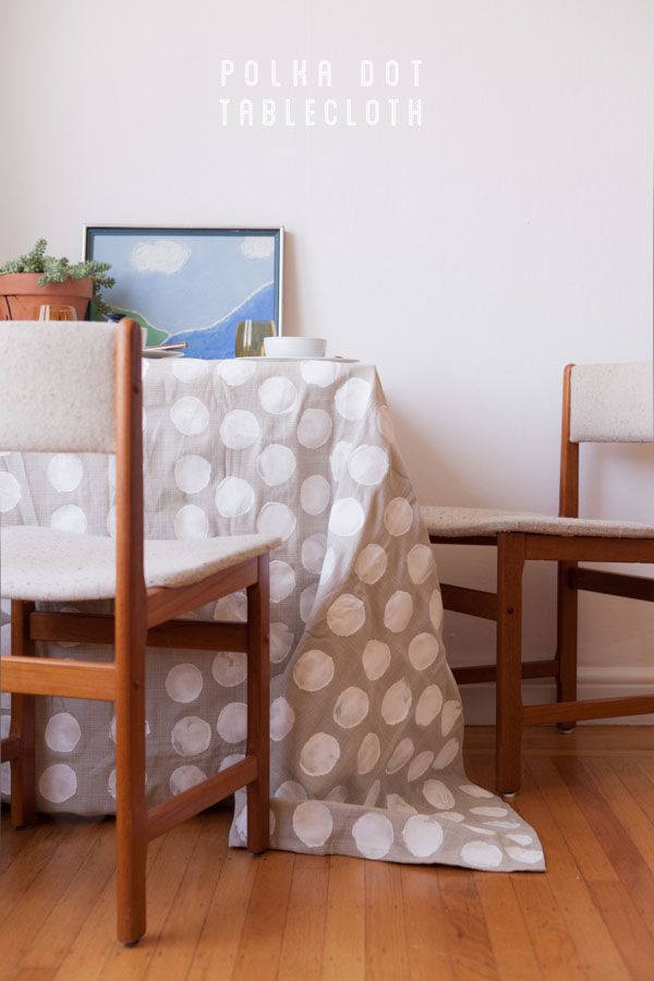 Polka dot tablecloth (make with potato stamp) by Oh Happy Day