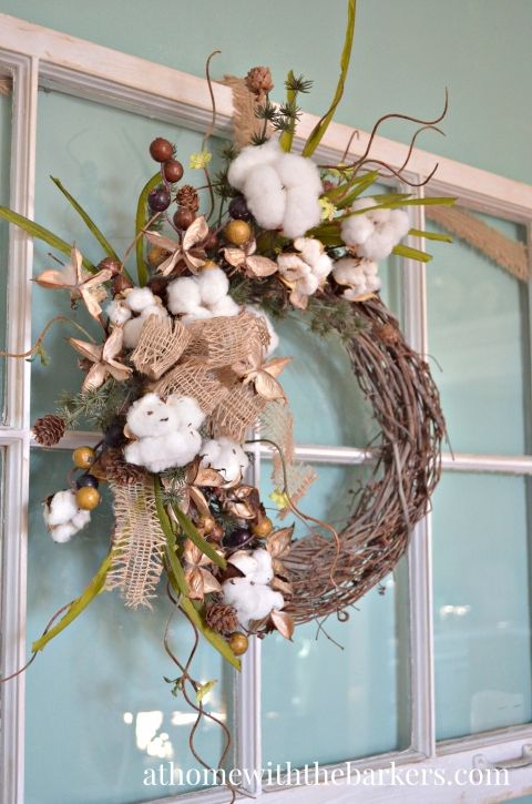 Victorian Christmas Cotton Grapevine Wreath