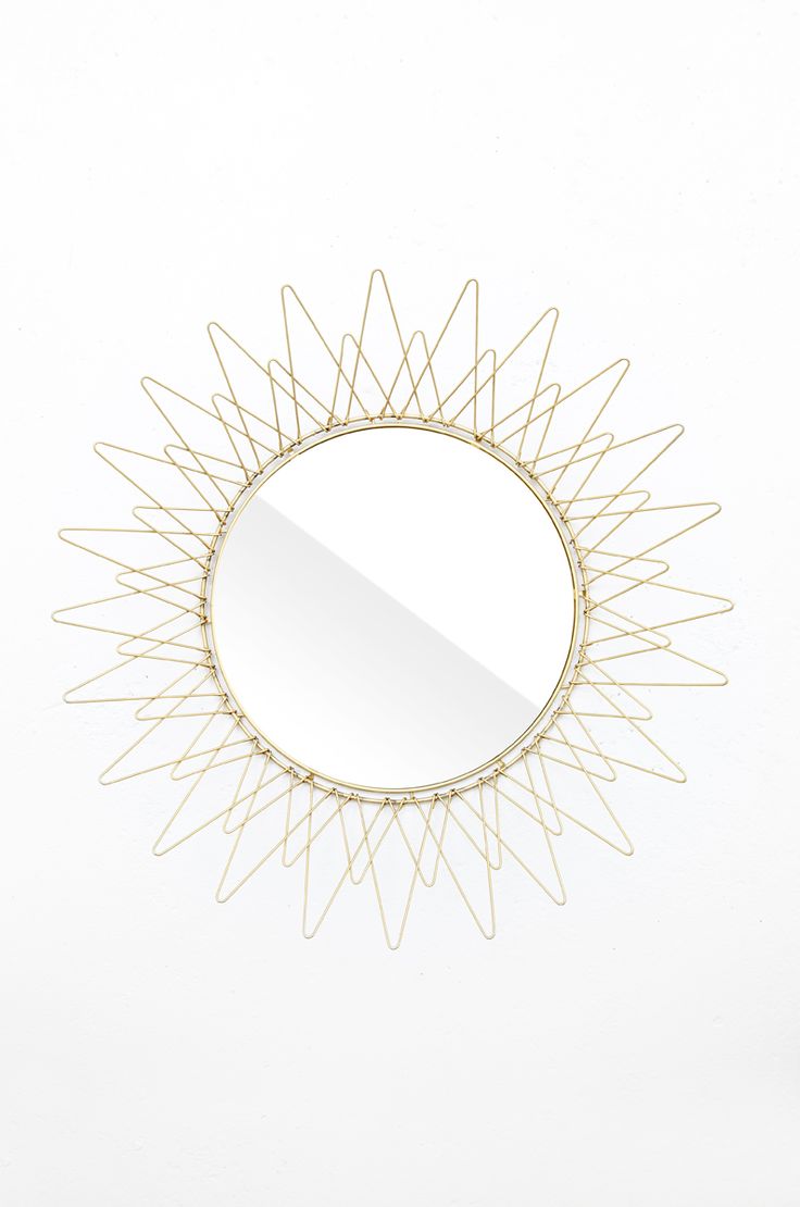 Anonymous; Brass Wire and Glass Mirror, 1950s/60s.