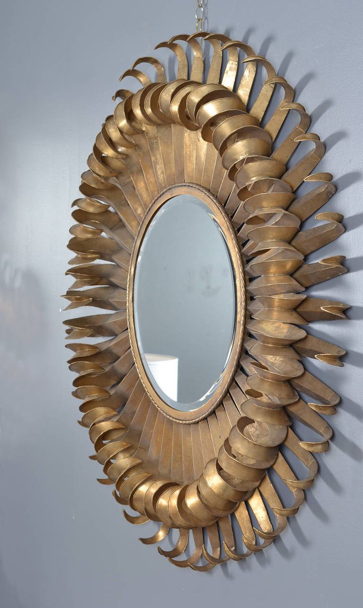 Grand French  Vintage Gilt Sunburst Mirror | From a unique collection of antique...