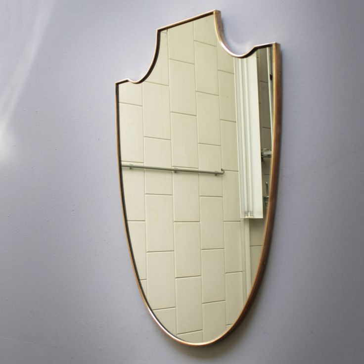 Italian Brass Shield Mirror | From a unique collection of antique and modern wal...