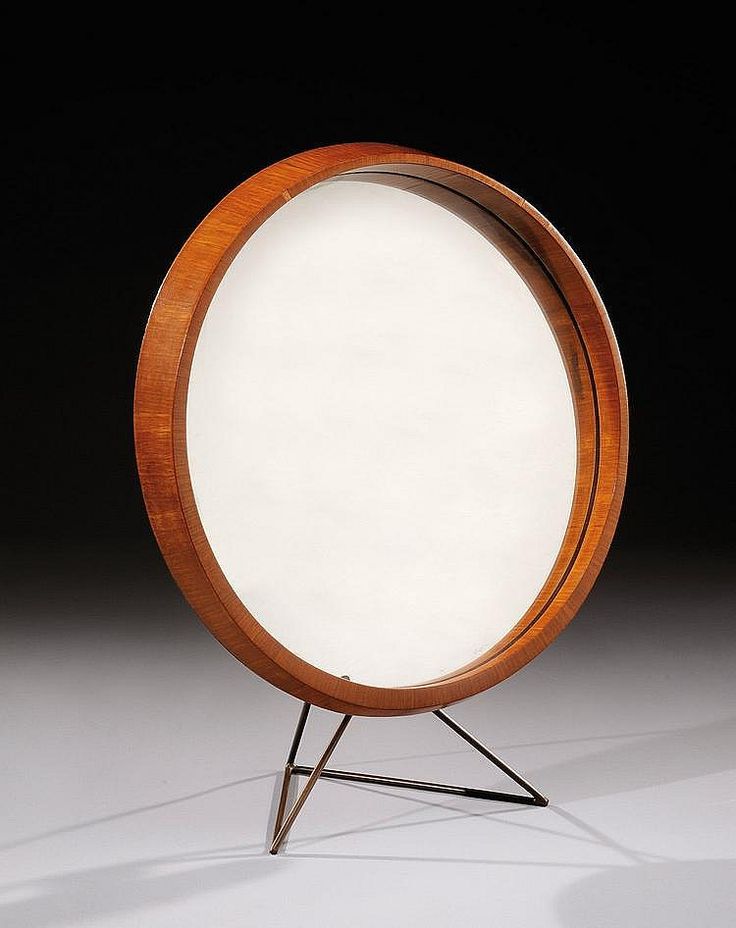 Joseph-André Motte; Teak Brass and Glass Table Mirror, c1960.