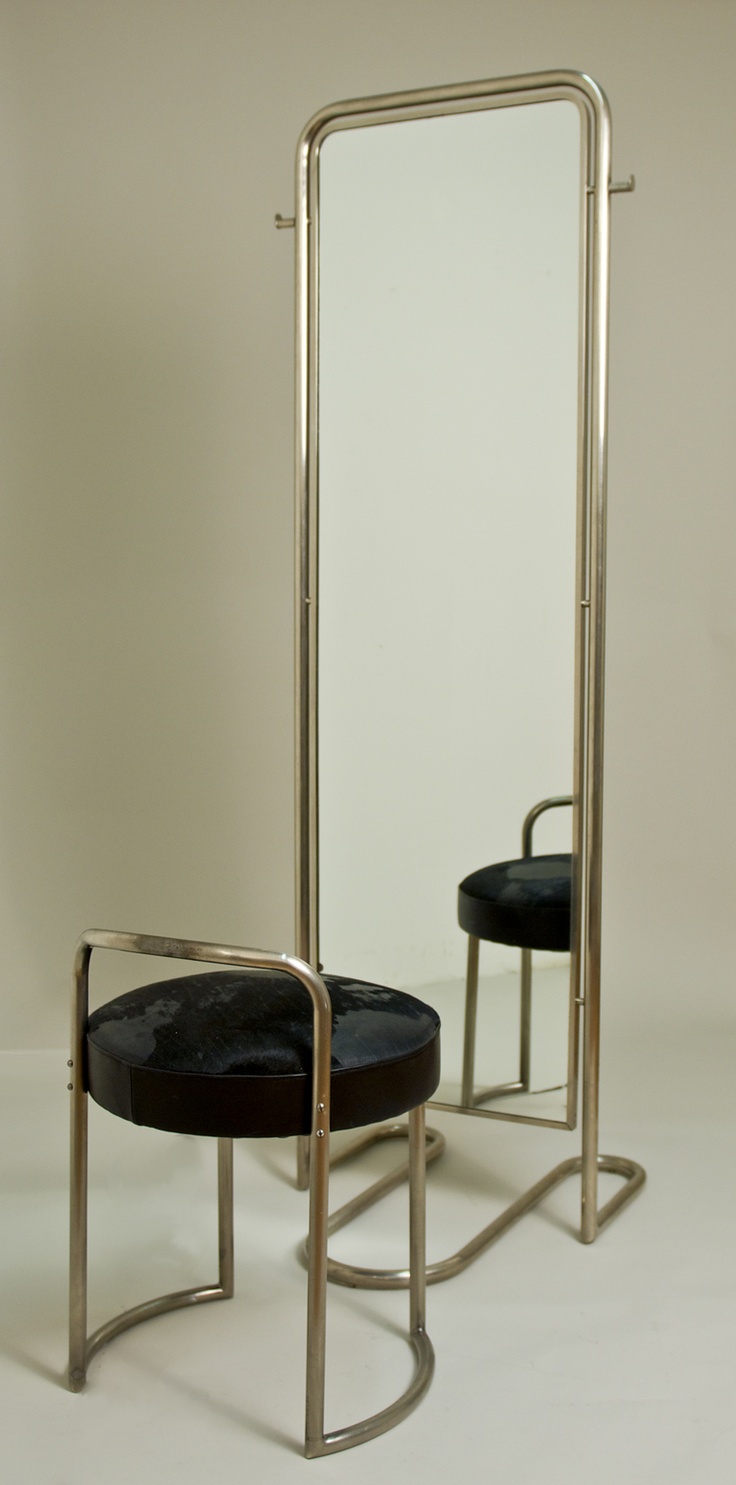 Louis Sognot Mirror with Ottoman
