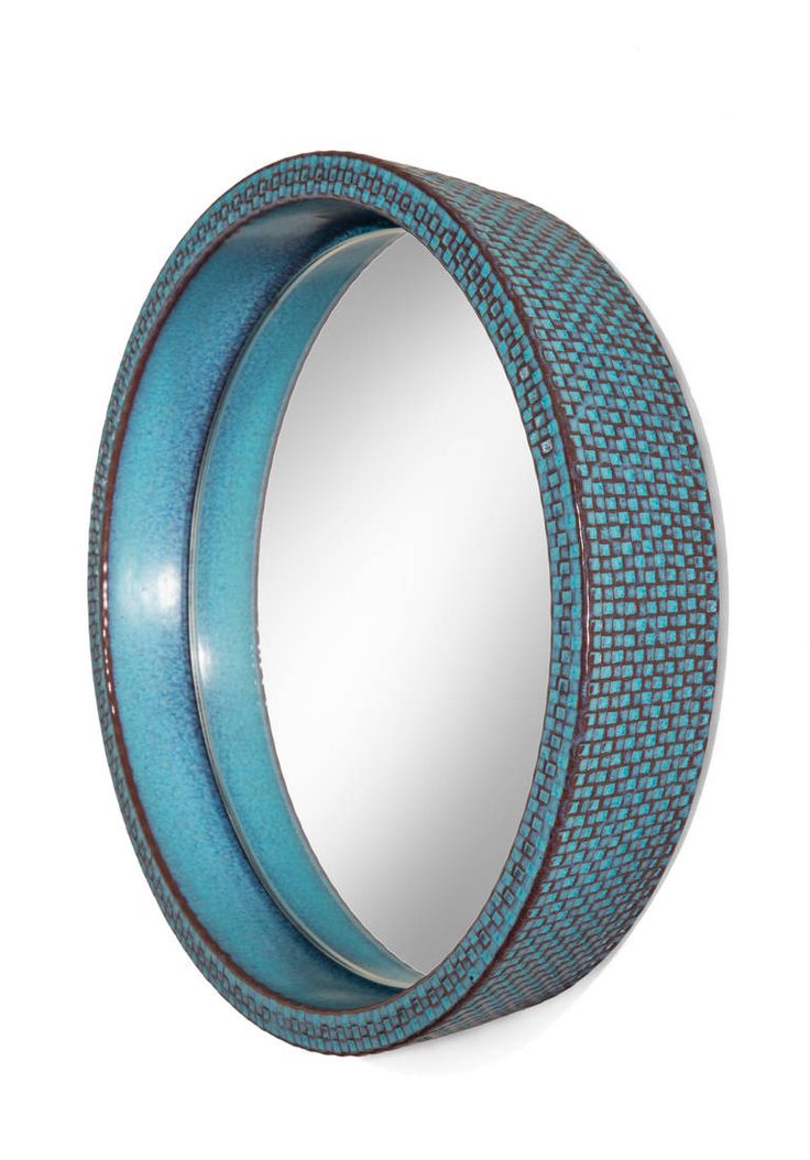 Stig Lindberg for Gustavsberg: A Unique Blue and Turquoise Ceramic Mirror | From...