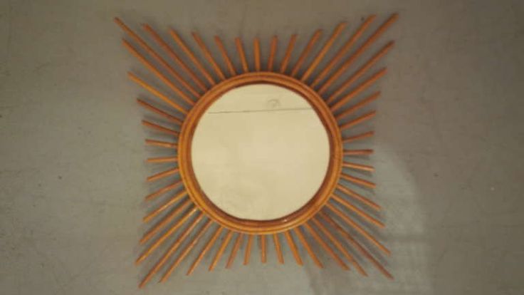 Vintage French Starburst Rattan Mirror | From a unique collection of antique and...