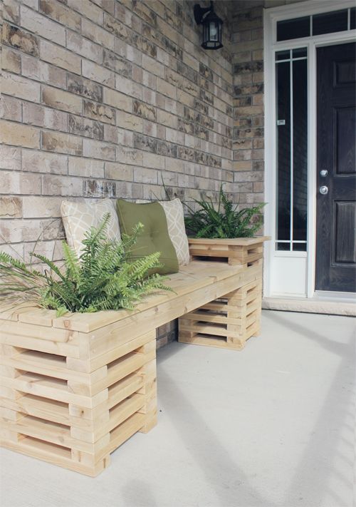 Cedar bench with built in planters (DIY)