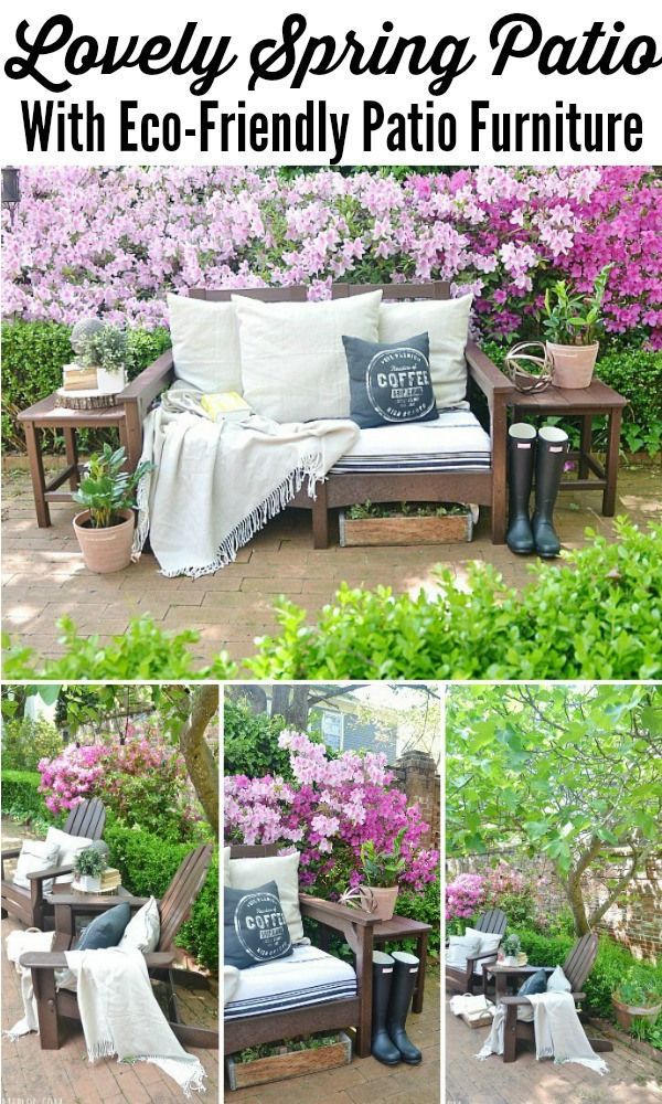Lovely spring patio with eco-friendly patio furniture - lizmarieblog.com