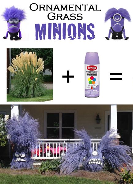 Ornamental grass minions.. just bundle it up, and spray paint it.    Hilarious f...