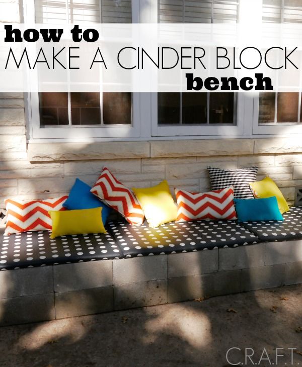 outdoor cinder block bench
