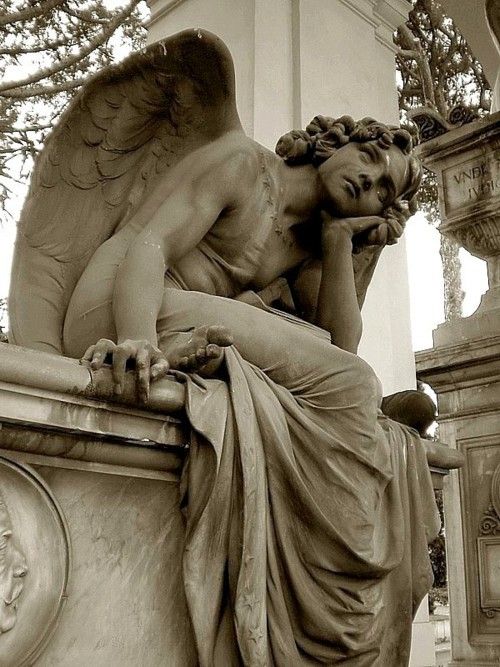 1885 The Angel of the Night by Giulio Monteverde, Primo Zonca grave, Quadriporti...