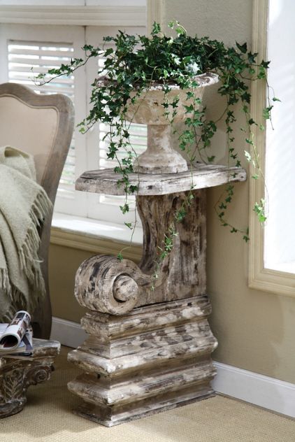 architectural blend of elements create European style pedestal/ plant stand