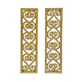 Matching set of original c. 1920's ornamental cast iron downtown chicago palace theater balustrade panels with gold paint finish