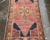 beautiful kilim persian rug! pink and navy blue